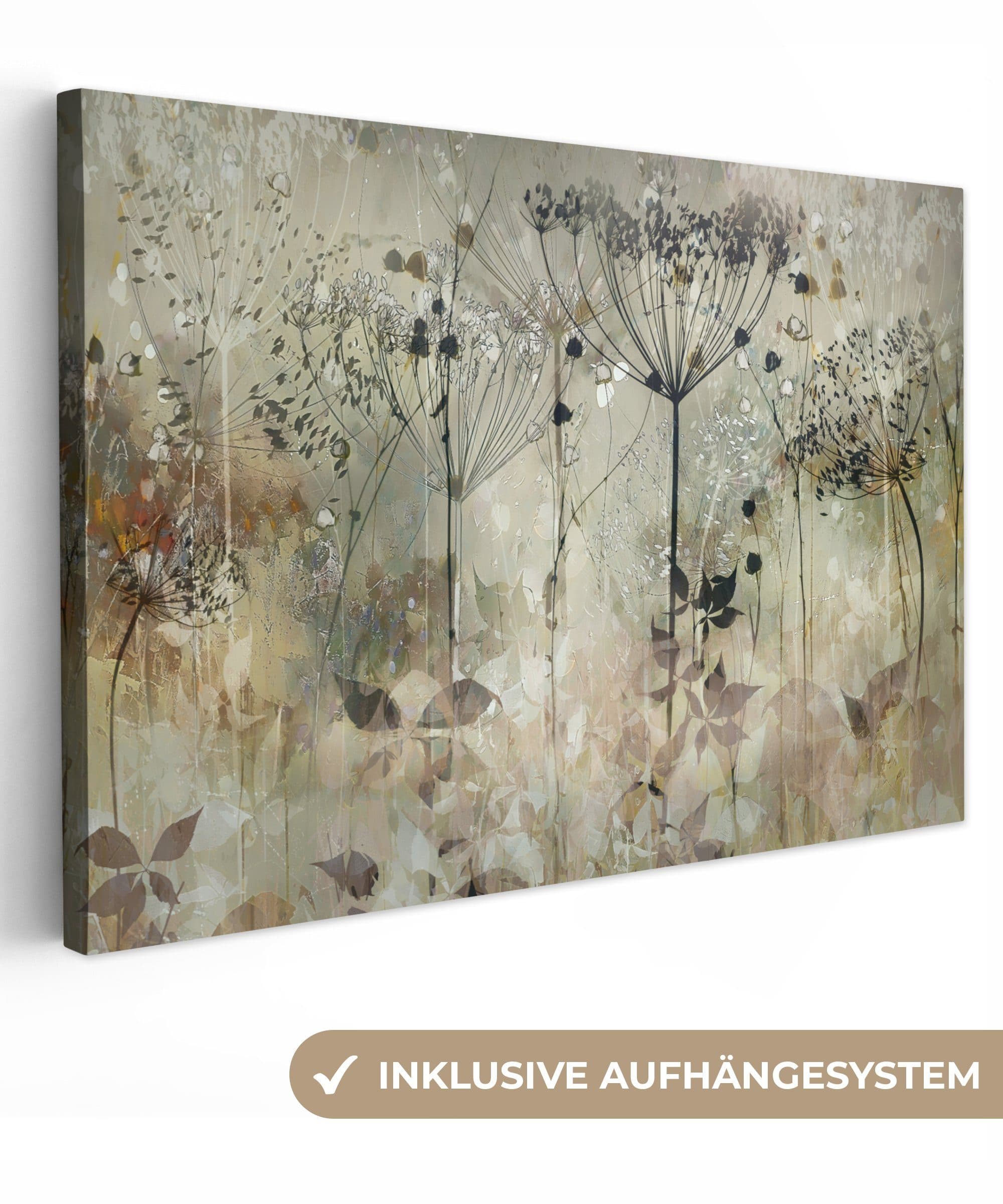 OneMillionCanvasses® Leinwandbild Blumen Grau Wanddekoration - Bild 2