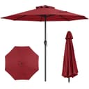 COSTWAY Sonnenschirm Rot mit Kurbel und UV-Schutz Bild 2