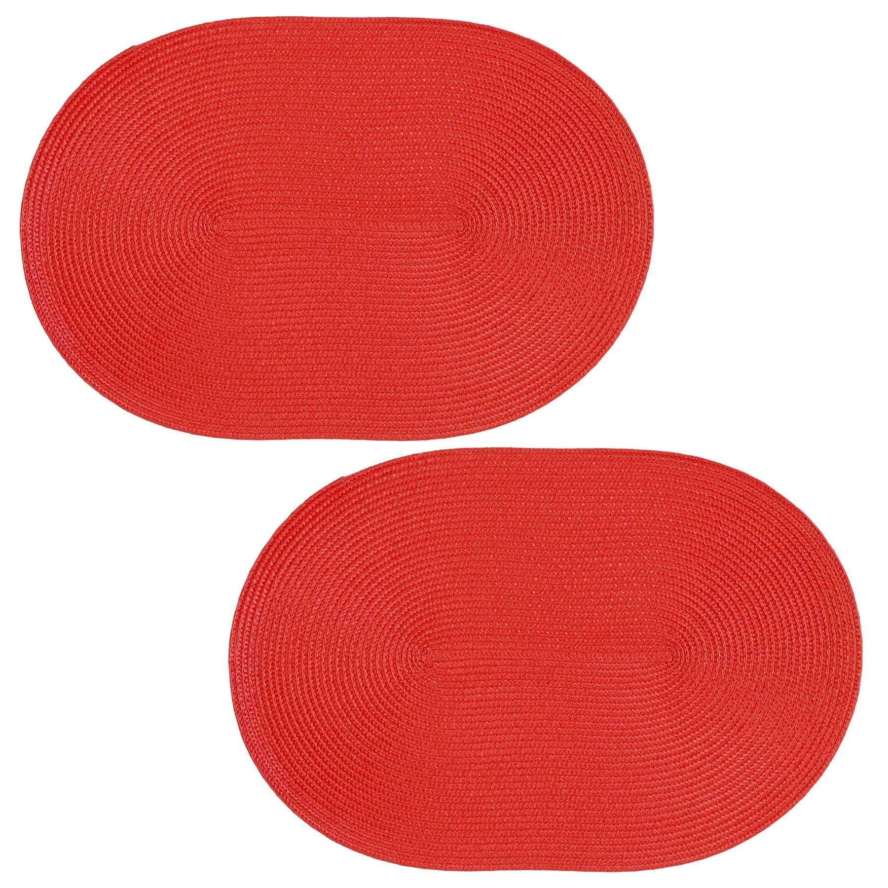 Haus und Deko Platzset 2er Set Oval Rot Geflochtene Optik - Bild 2