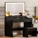 COMHOMA Schminktisch mit Spiegel LED Schwarz Bild 2