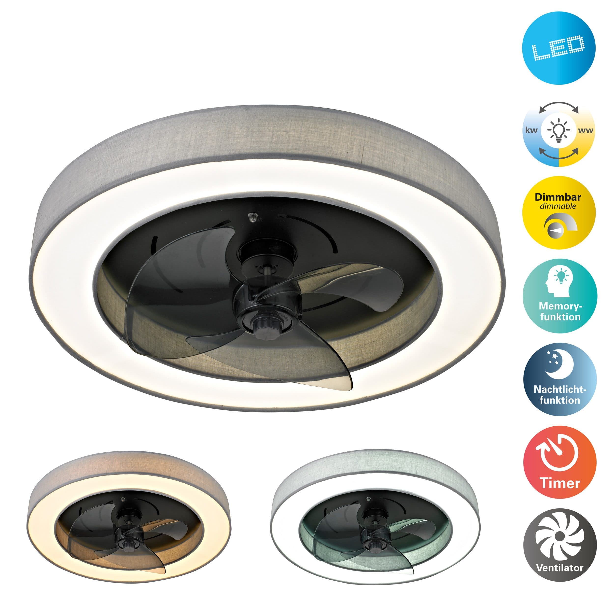 OTTO HOME LED Deckenleuchte Vittor Grau mit Ventilator - Bild 2