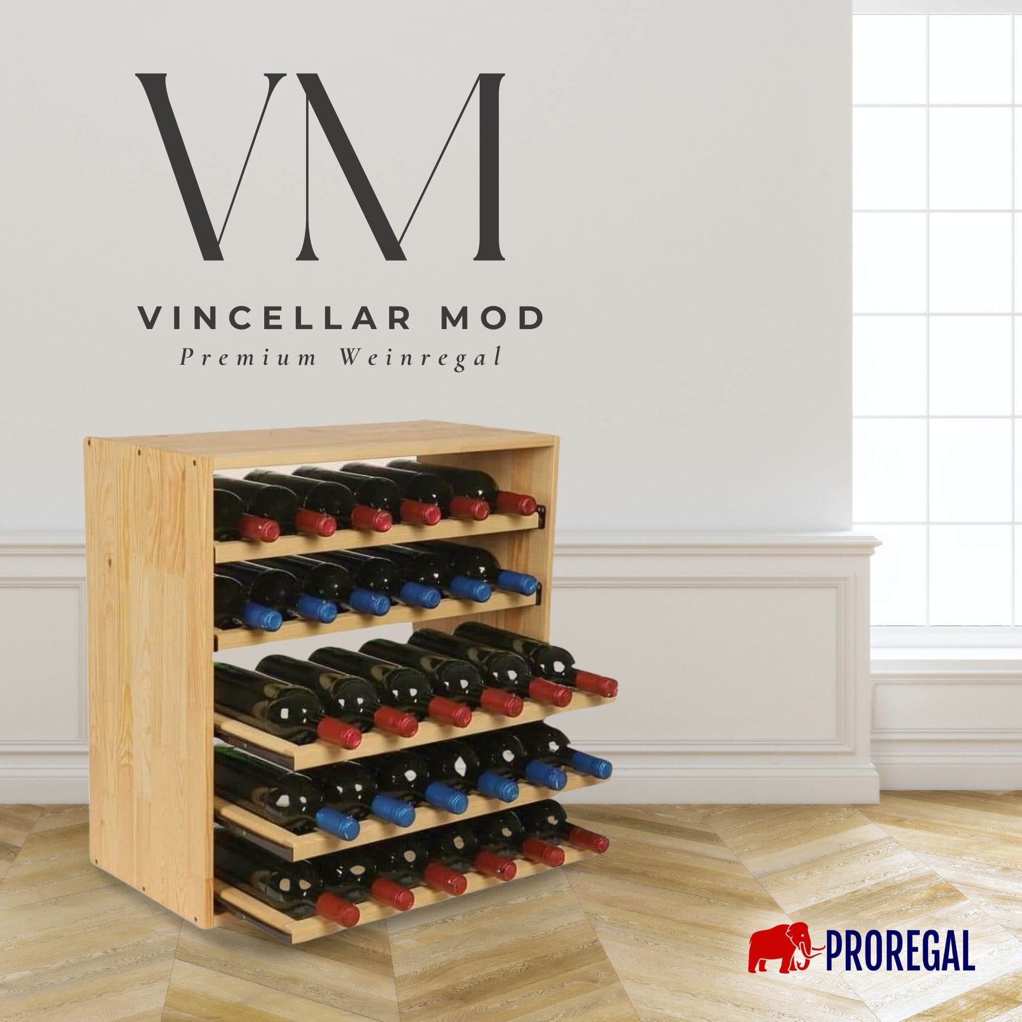 PROREGAL Weinregal VINCELLAR MOD Massivholz Kiefer Braun/Natur Modular - Bild 2