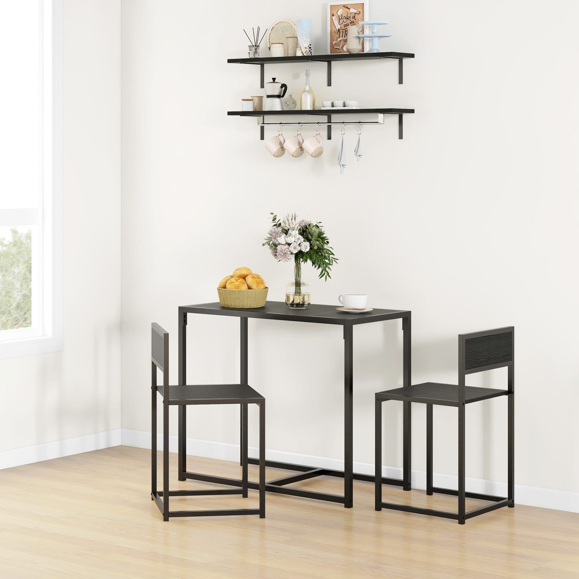 HOMCOM Essgruppe Esstisch Set, Schwarz, Industriedesign - Bild 2