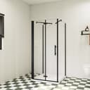 duschspa Komplettdusche 195cm Schwarz U-Form ESG Glas Falttür Bild 2