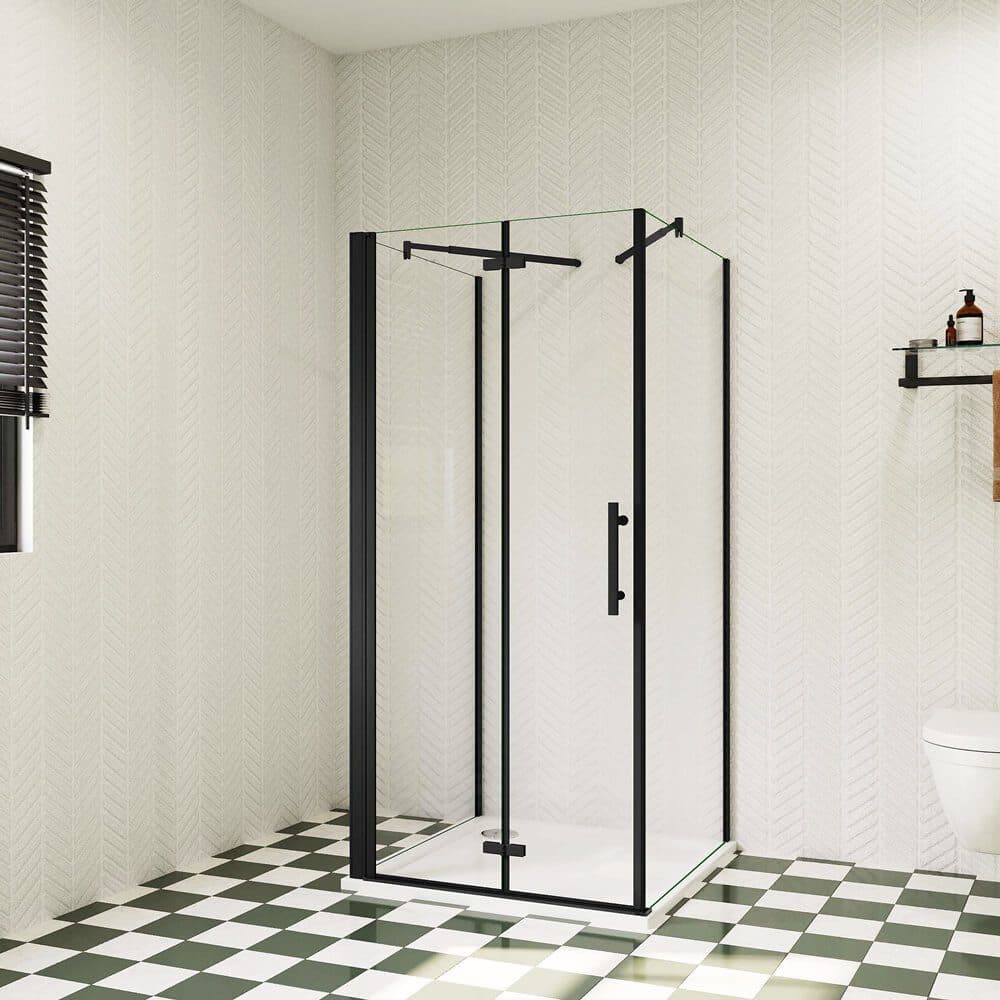 duschspa Komplettdusche 195cm Schwarz U-Form ESG Glas Falttür - Bild 2