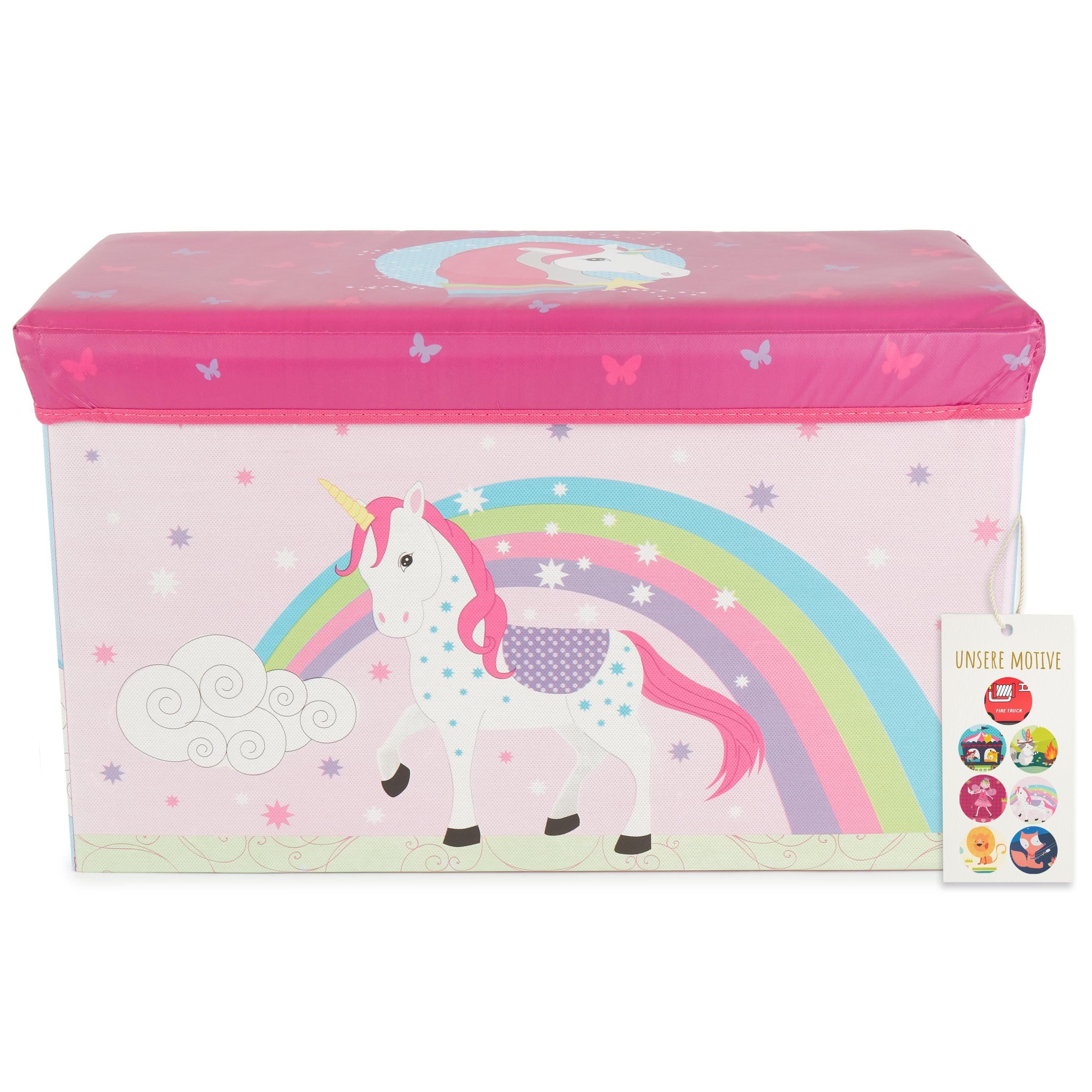 BIECO Spielzeugtruhe Aufbewahrungsbox mit Deckel Einhorn Rosa 60L - Bild 2