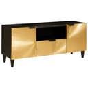 vidaXL TV-Schwarz Gold Massivholz Regal Modern Bild 2