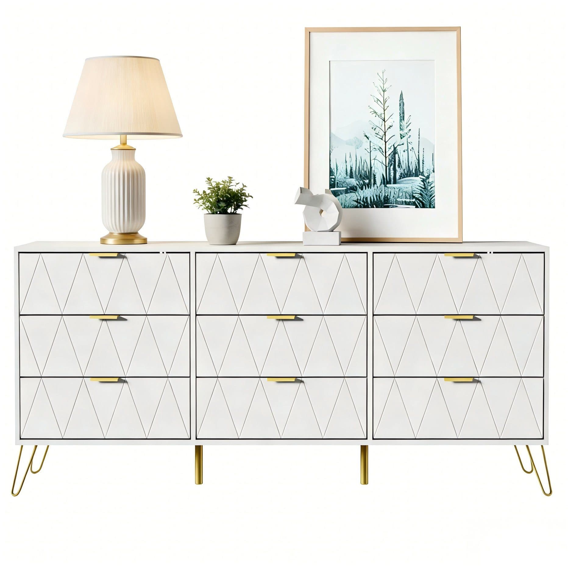 UEV Kommode 9 Schubladen Sideboard Weiß - Bild 2