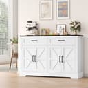 HOMECHO Buffet 120cm Küchenschrank mit 2 Schubladen 4 Türen Weiß/Braun Bild 2