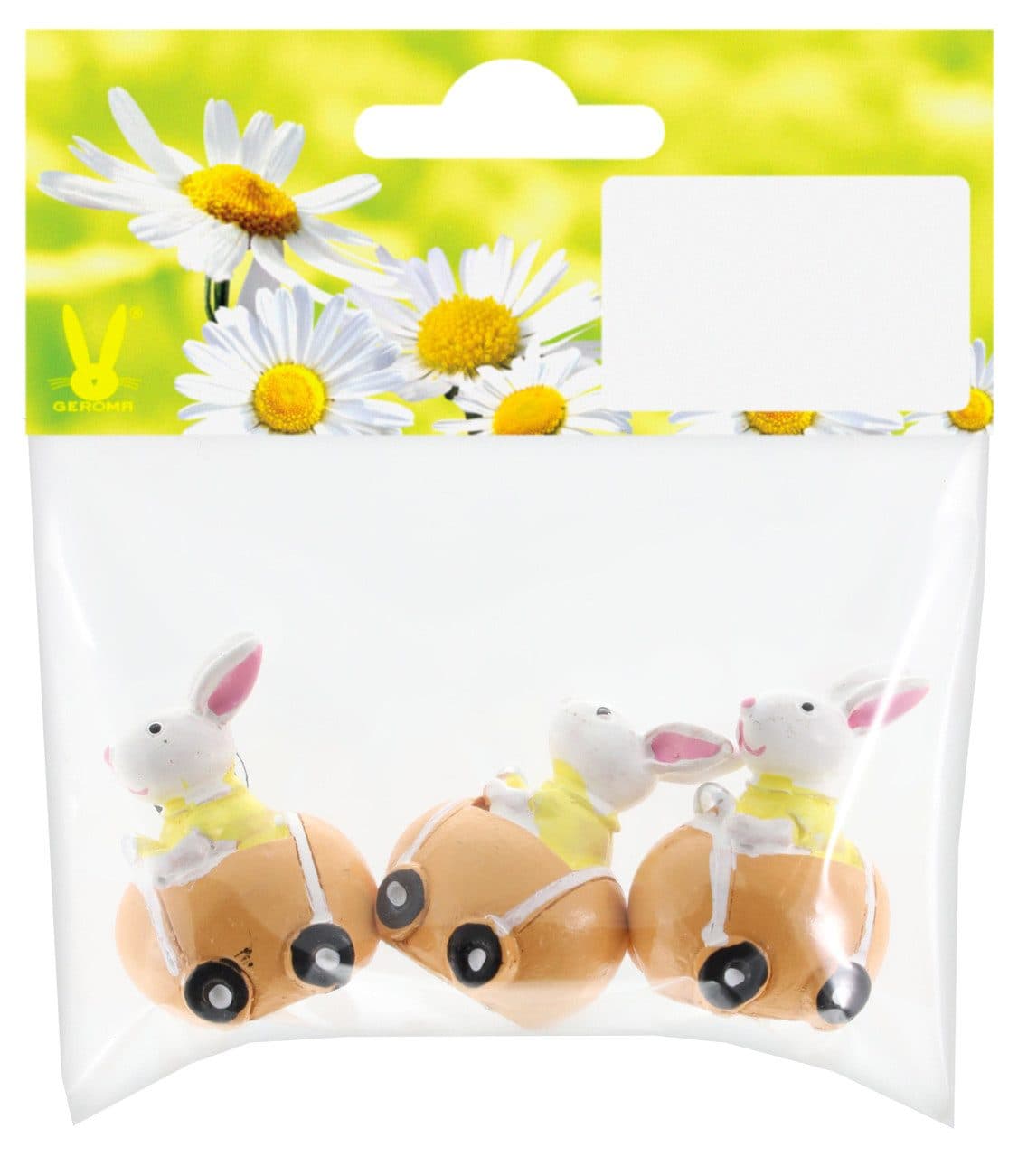 Rodermund Osterfigur Hase mit Auto gelb-orange 3er Set