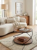 KADIMA DESIGN Couchtisch 58 cm Massivholz Metall Sofatisch Rund Wohnzimmertisch Bild 2