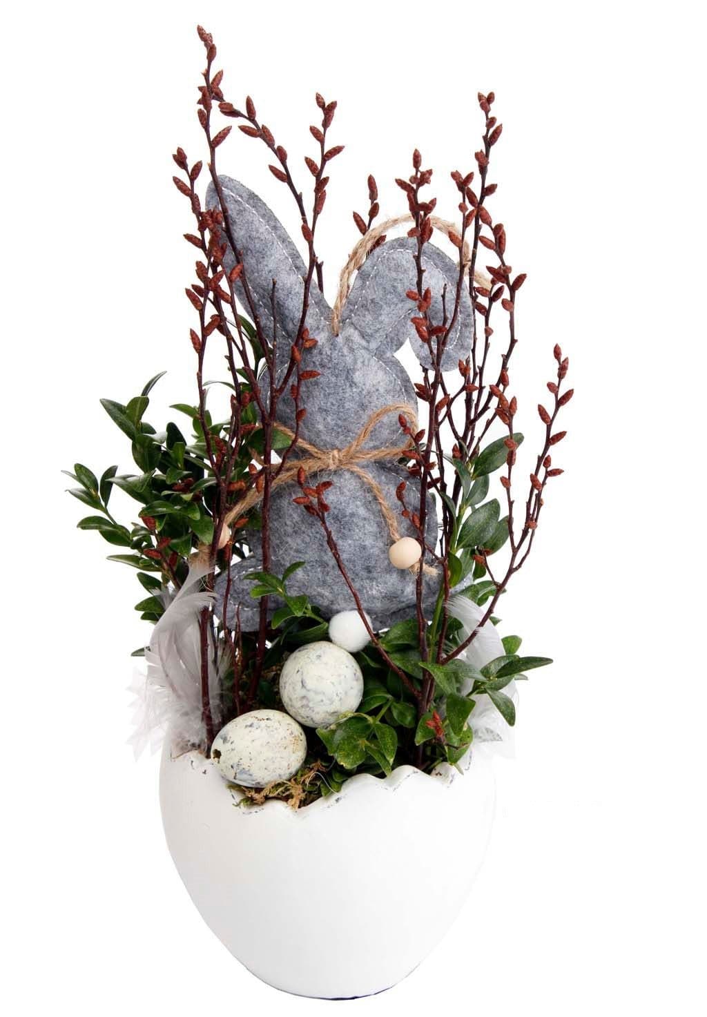 Gestecke Frühling CreaFlor Home 30cm Hase Naturfarben