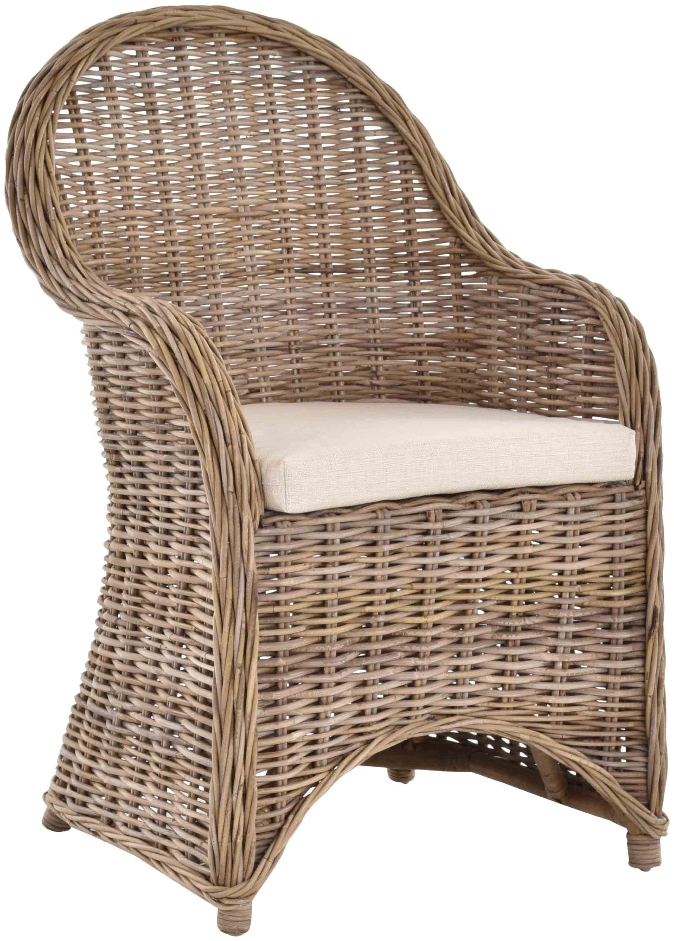 Krines Home Esszimmersessel Rattan mit Armlehne Grau Natur - Bild 2