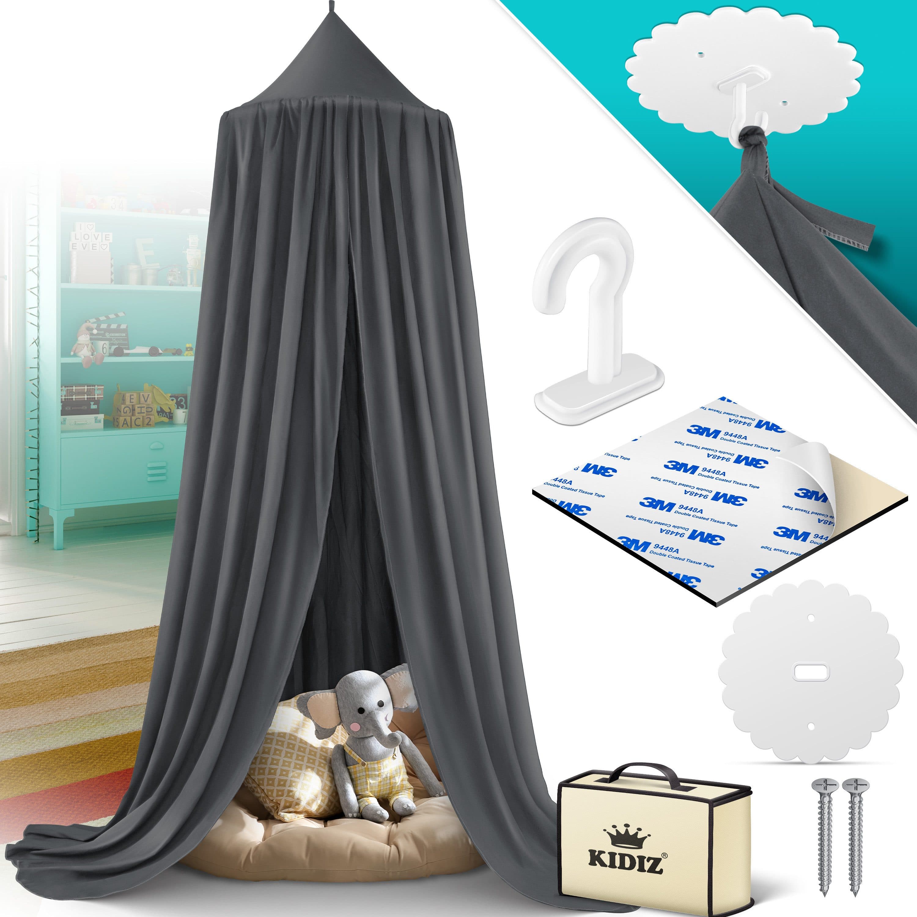 KIDIZ Baldachin Kinderzimmer Anthrazit Polyester - Bild 2