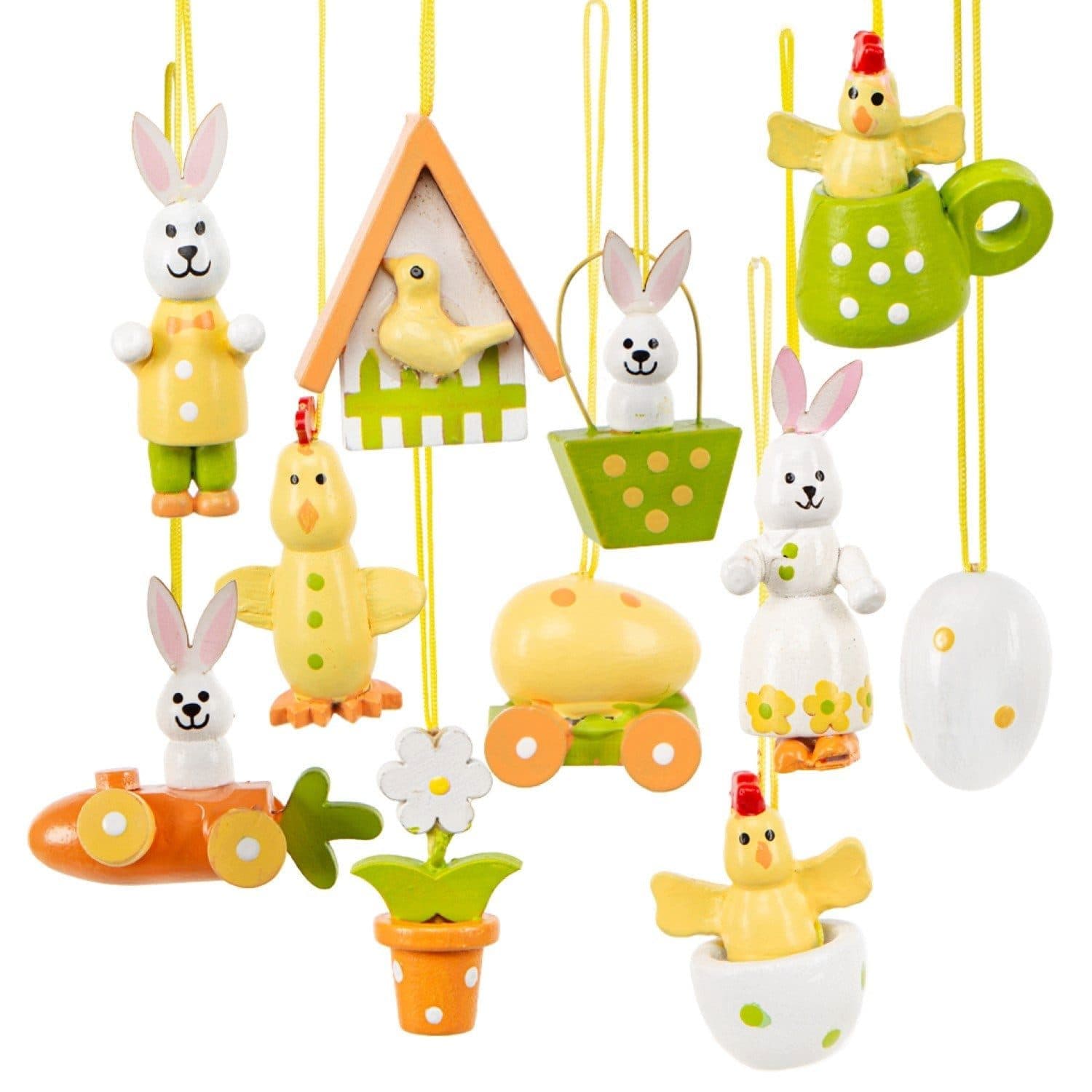 Logbuch-Verlag Osterdeko Holz Set 11-teilig Bunte Osteranhänger