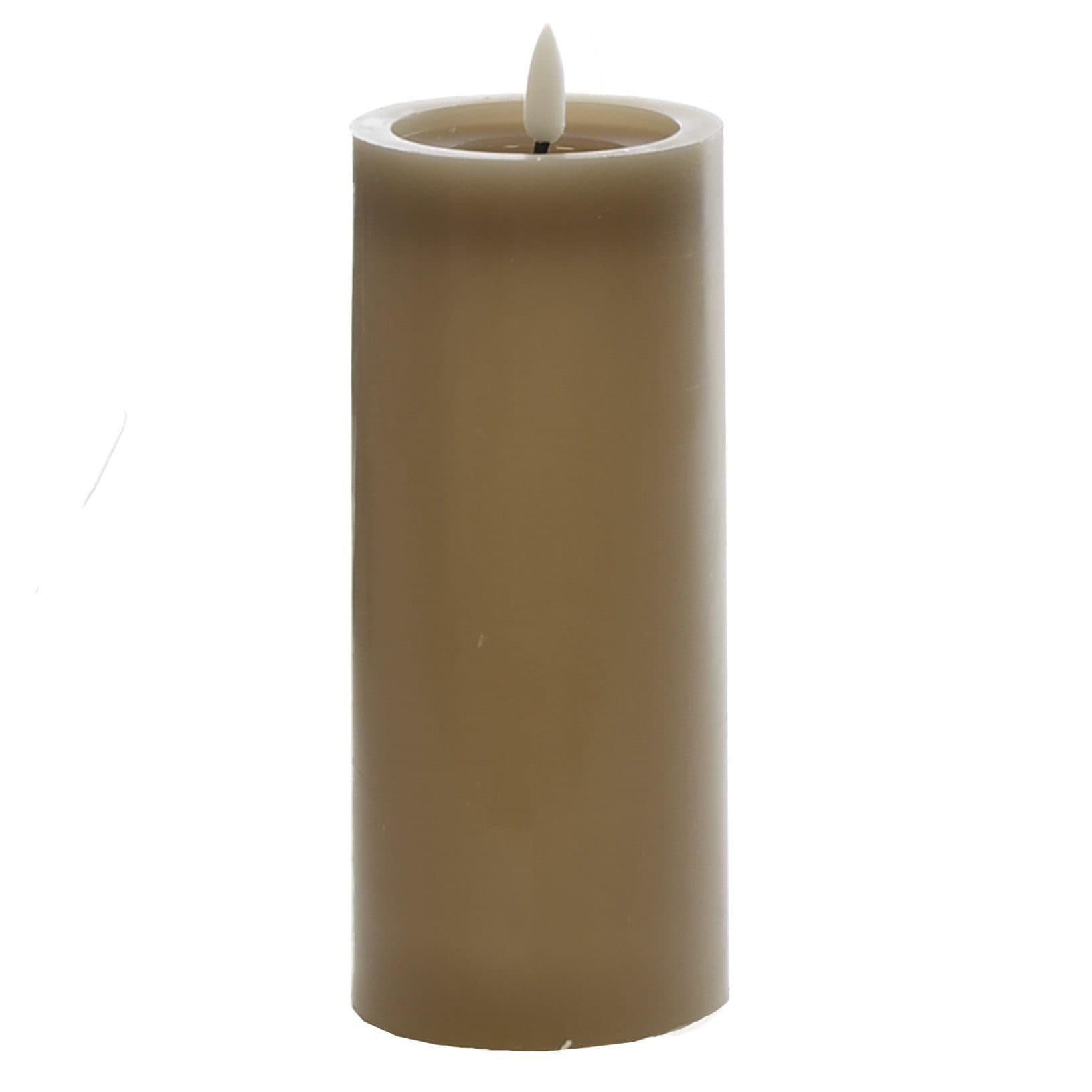 B&S LED-Kerze LED Wachskerze Taupe 17,5 x Ø 7,5 cm mit Flackerflamme und Timer