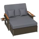 COSTWAY Loungebett 2-Personen PE-Rattan Braun mit verstellbarer Rückenlehne Bild 2