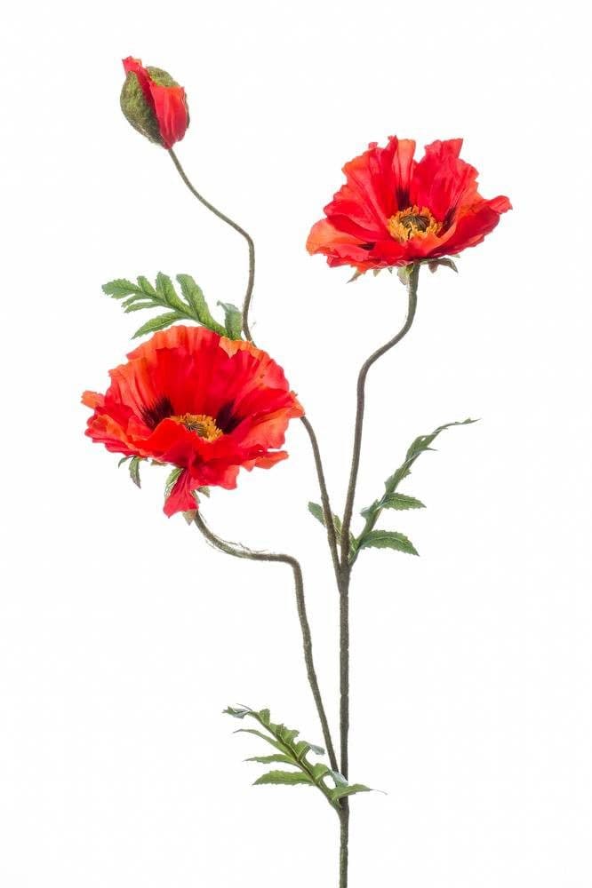 artplants Kunstzweig Mohnblume Rot 90cm