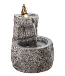 Dehner Gartenbrunnen Froschkönig mit LED, Ø 50 x 55 cm, Granit, Wassersprinkler mit Frosch aus Bronze Bild 2