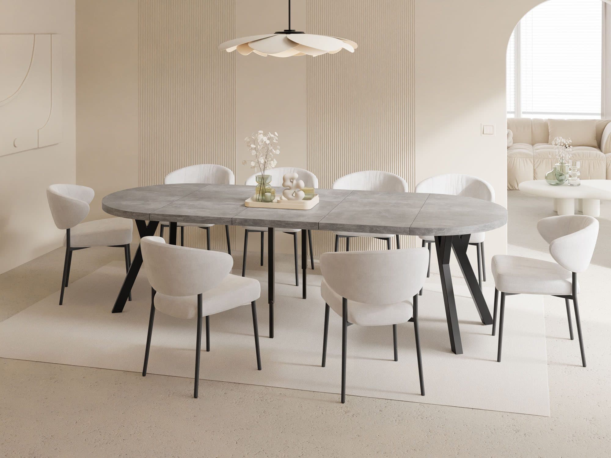 WFL GROUP Esstisch Twixy ausziehbar rund industrial mit schwarzen Holzbeinen - Bild 2