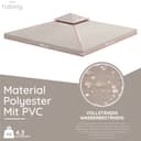 habeig Pavillon-Ersatzdach 3x3m Taupe PVC wasserdicht Bild 2