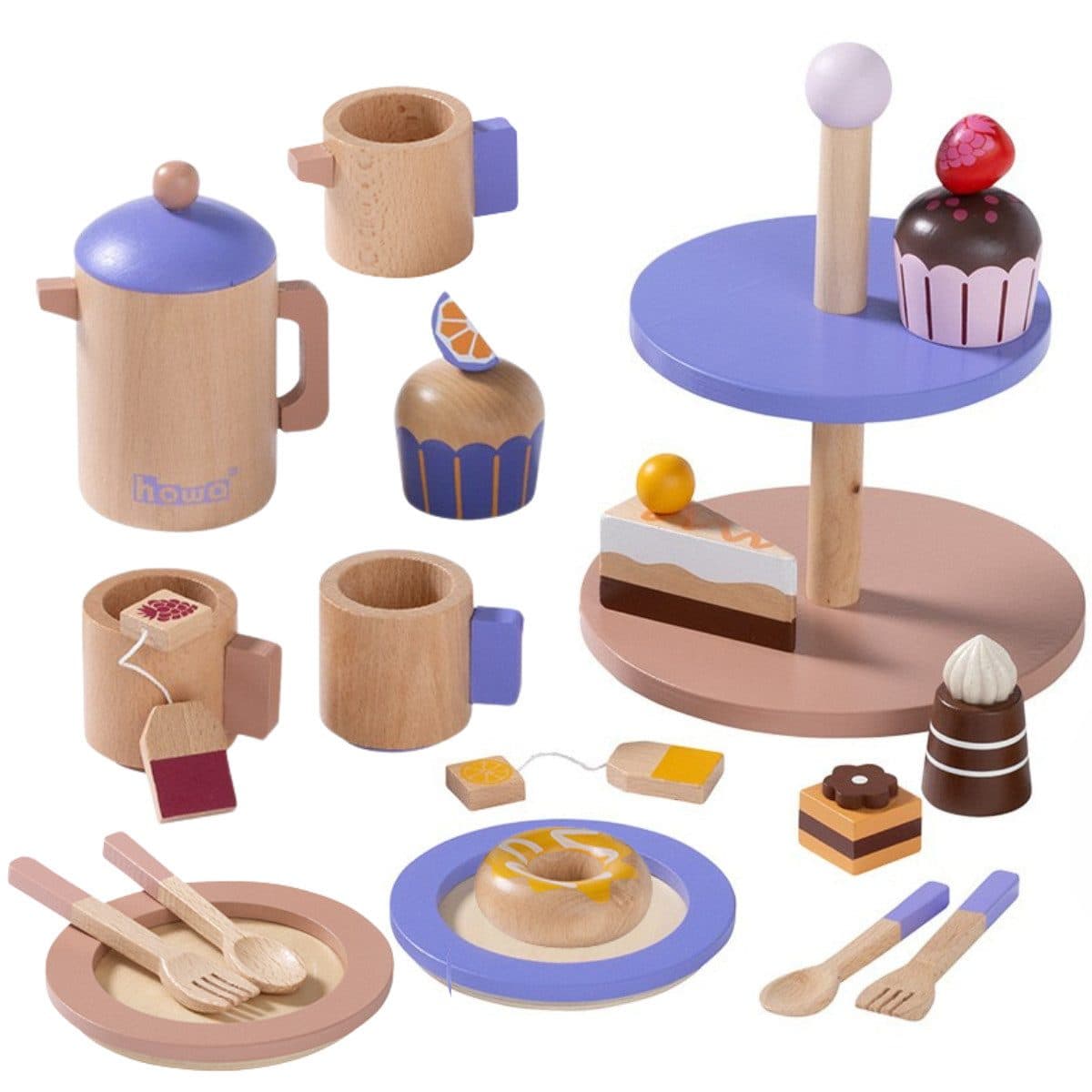 howa Kaffeeset und Teeset aus Holz für Kinder 4898, 19-teilig - Bild 2