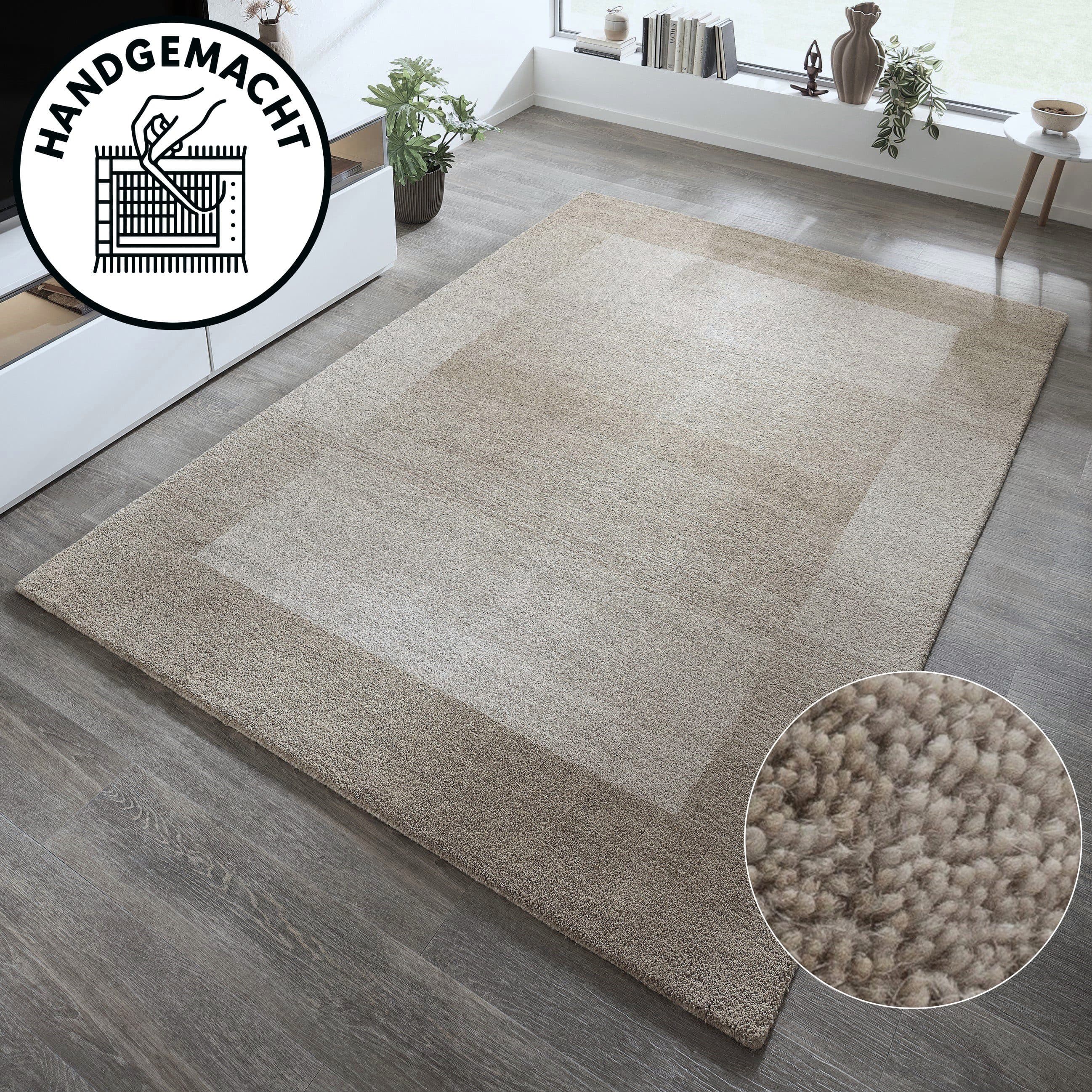 THEKO Gabbeh Super Wollteppich Handgewebt Beige Meliert - Bild 2