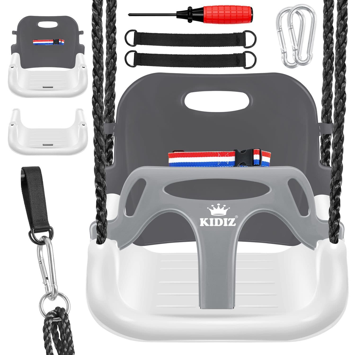 KIDIZ Babyschaukel 3 in 1 Mitwachsender Schaukelsitz Anthrazit - Bild 2