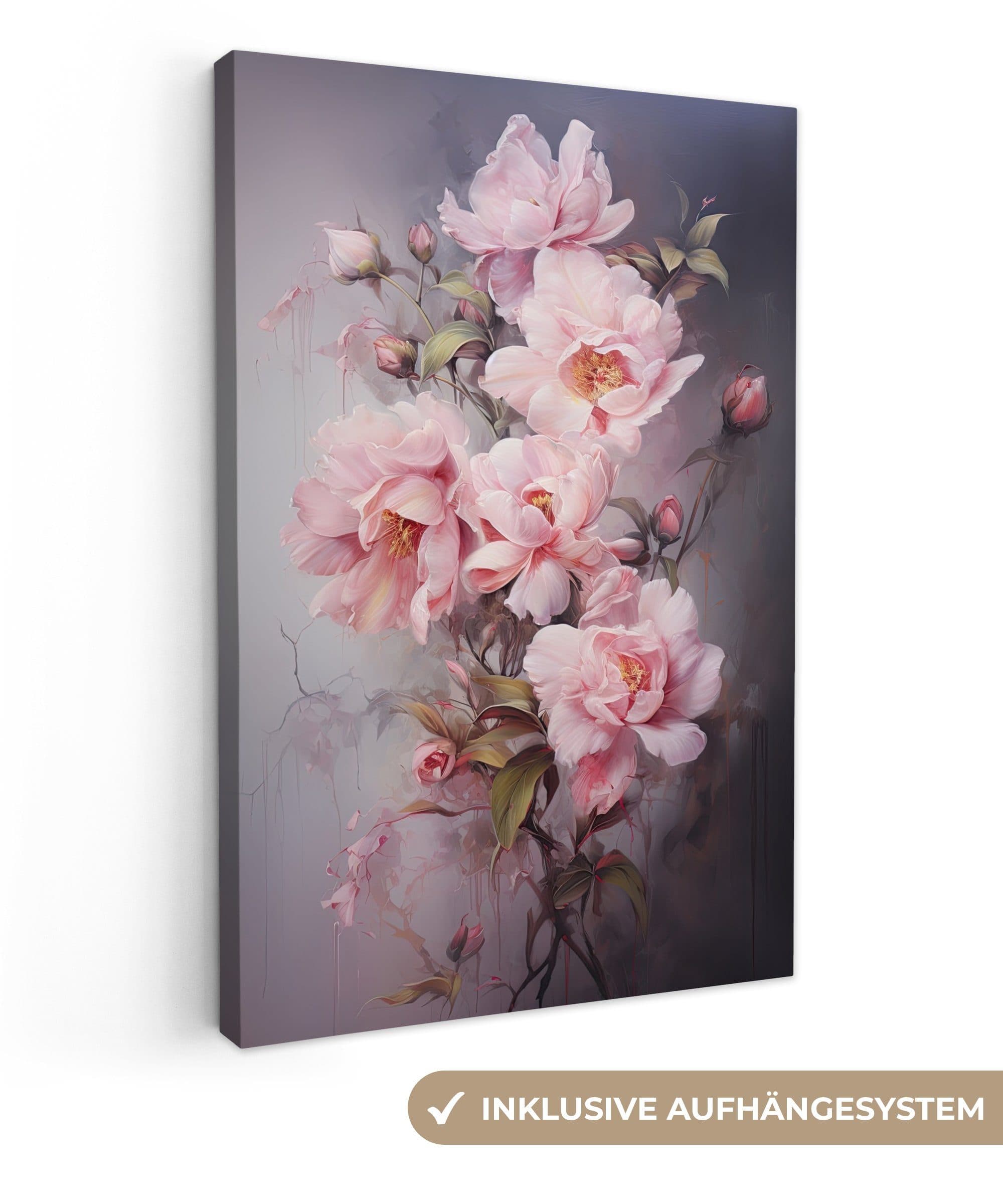 OneMillionCanvasses Leinwandbild Rosa Rosen Aquarell - Bild 2