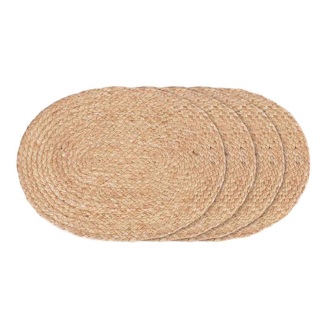 House Nordic Plaid Bombay Platzsets oval, Set von 4 Natur - Bild 2