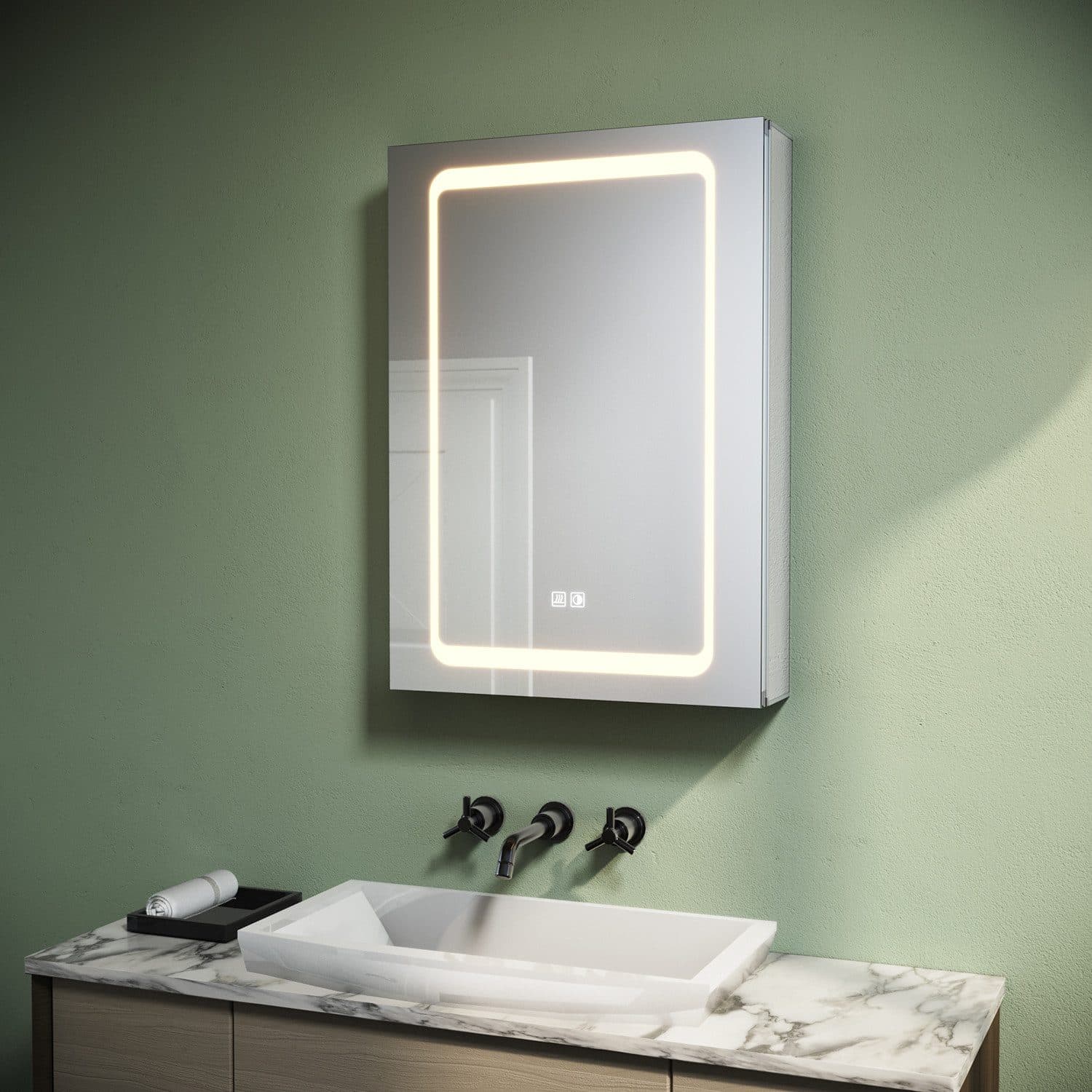 SONNI Spiegelschrank LED Aluminium mit Touch-Bedienung - Bild 2