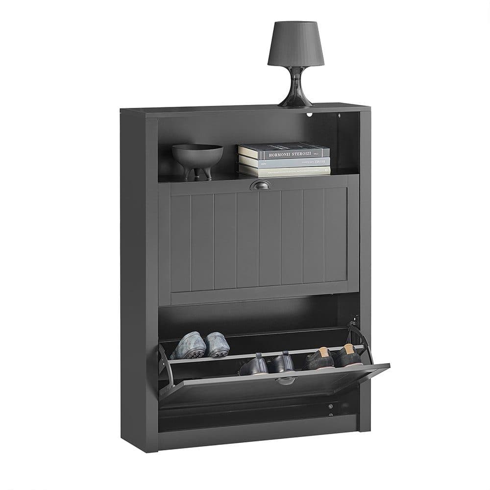 SoBuy Schuhschrank FSR87 Schwarz/Weiß mit 2 Klappen - Bild 2