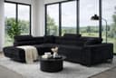 Labett Ecksofa GUERO mit Schlaffunktion & Bettkasten L-Form Schwarz Bild 2
