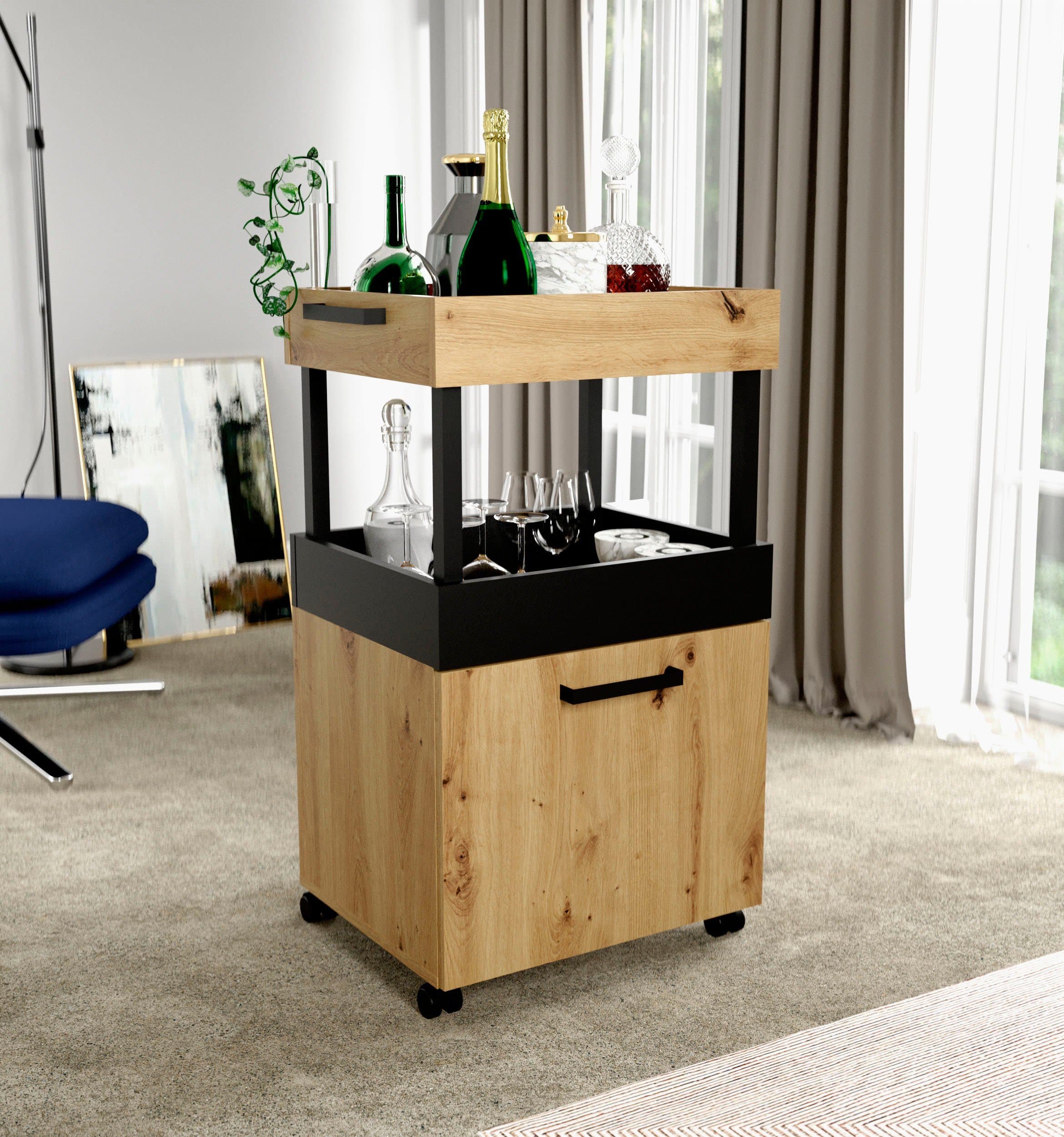 FORTE Barschrank Homebar Modern Beige/Schwarz - Bild 2