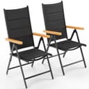TLGREEN 2er Set Gartenstuhl Hochlehner Klappbar Aluminium Schwarz Bild 2