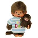 Monchhichi Plüschfigur Super Dad mit Kind 20 cm Braun Bild 2