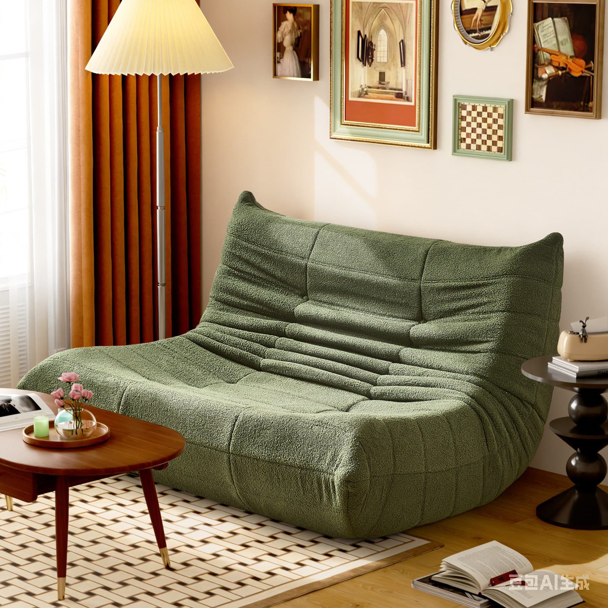 HAUSS SPOLE Sitzsack 2-Sitzer Lazy-Sofa Grün Teddy-Samt Modern - Bild 2