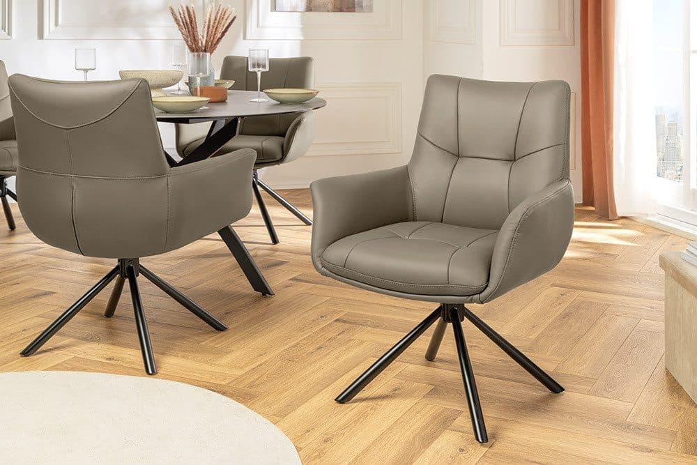 riess-ambiente Drehstuhl SIGNATURE Taupe Schwarz Leder - Bild 2
