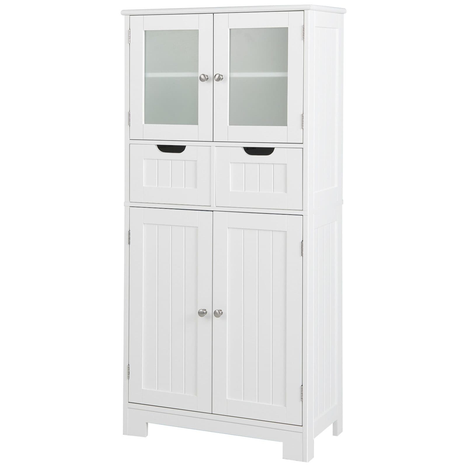 COSTWAY Badschrank mit Schublade, verstellbarem Regal, weiß 128cm - Bild 2