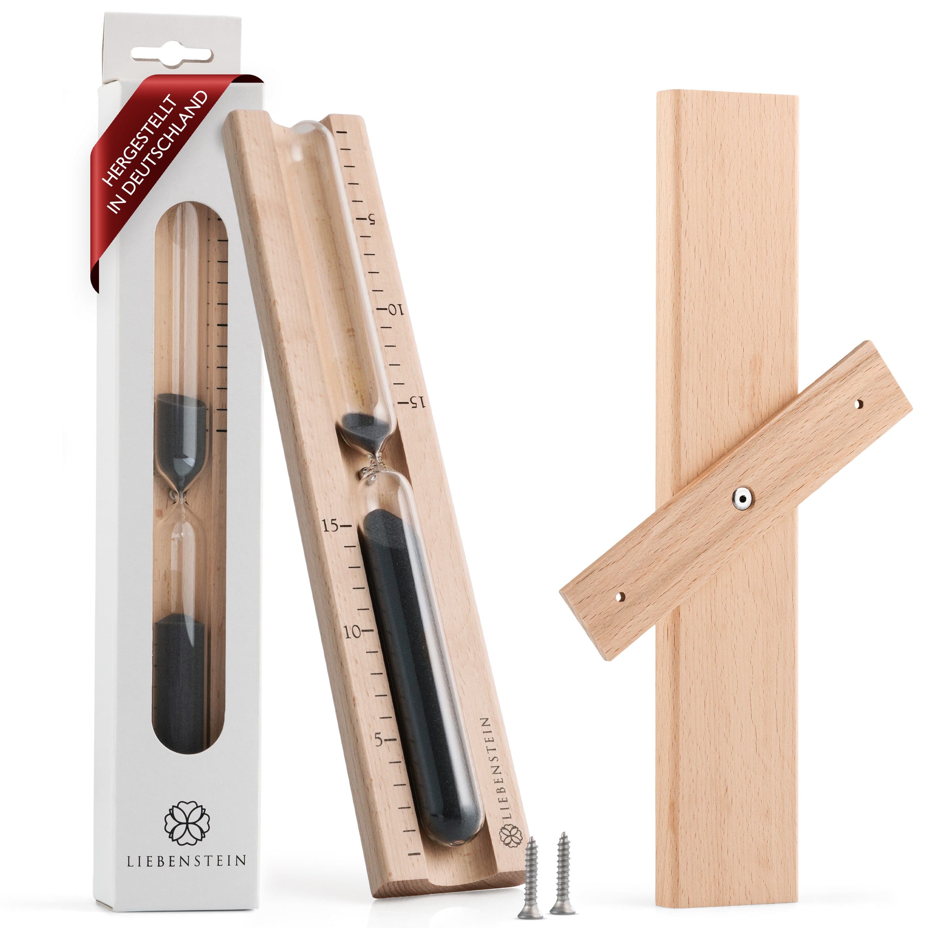 Liebenstein Sauna-Sanduhr Made in Germany Buchenholz Schwarz - Bild 2