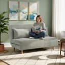 HOMCOM Schlafsofa 2-Sitzer mit verstellbarer Rückenlehne Grau Bild 2