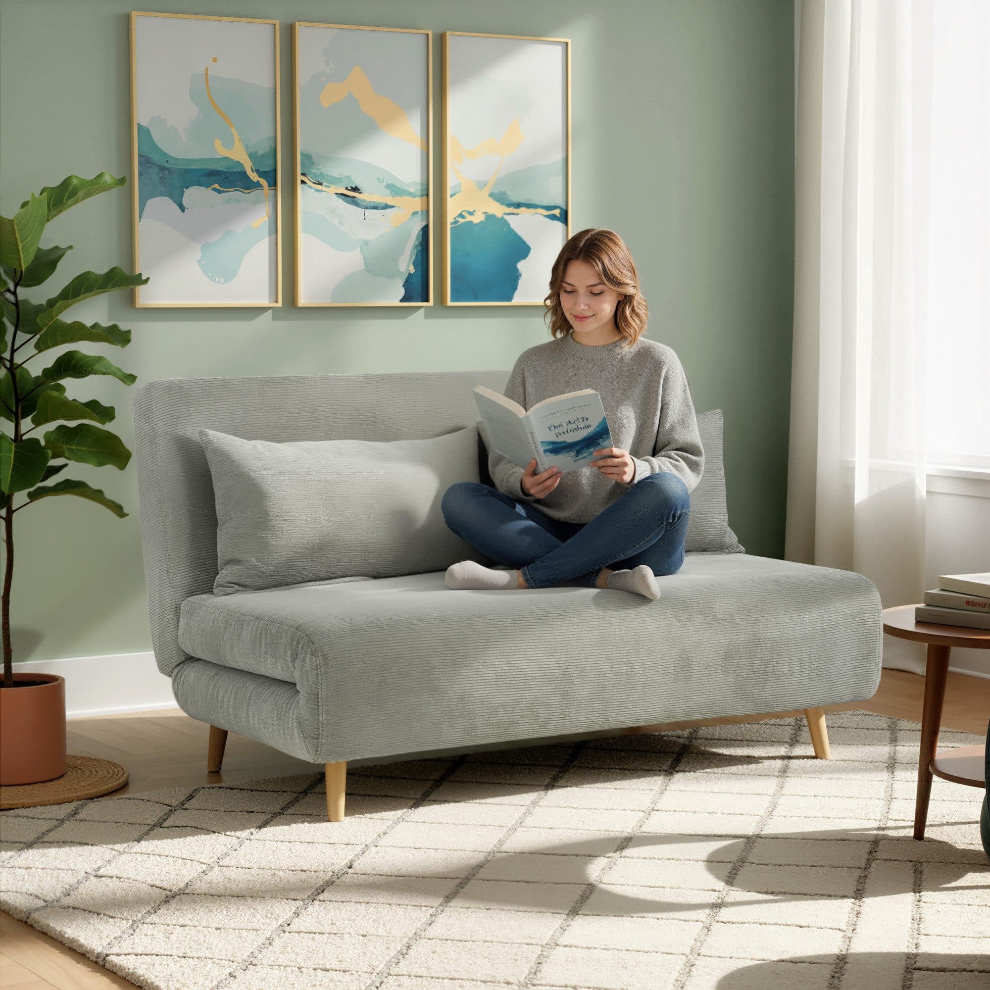 HOMCOM Schlafsofa 2-Sitzer mit verstellbarer Rückenlehne Grau - Bild 2