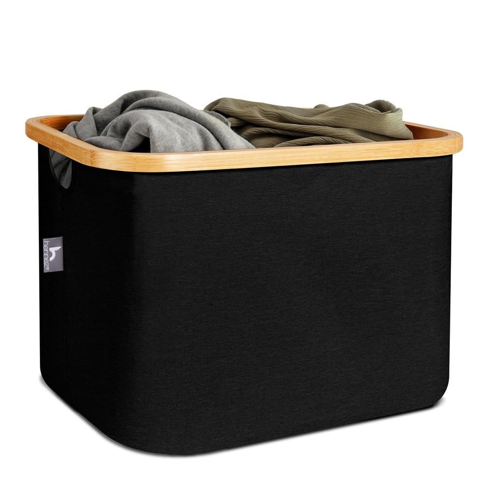 HENNEZ Aufbewahrungskorb 40L Faltbar Schwarz Bambus - Bild 2