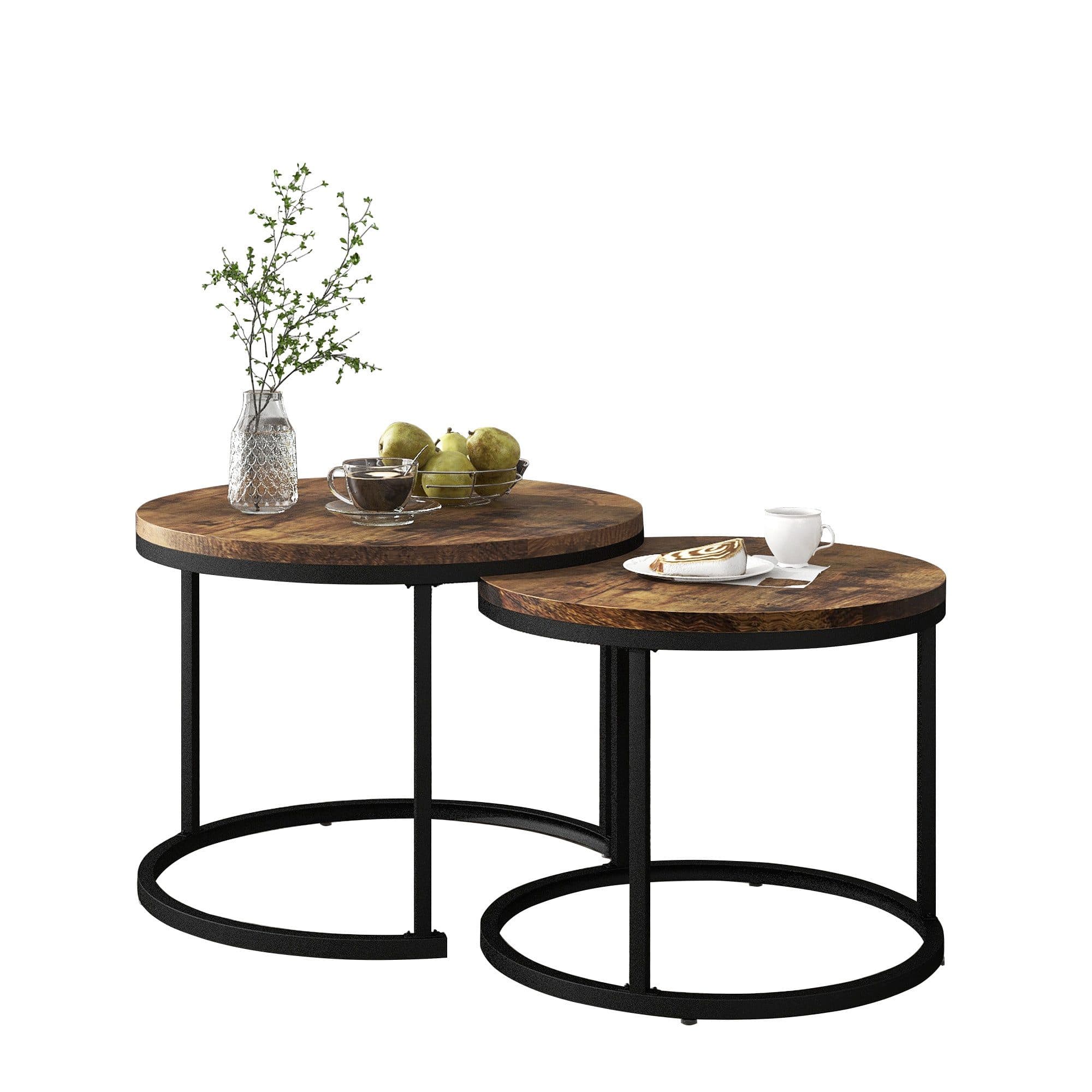 Merax Couchtisch Set rund Industrial Holzplatte - Bild 2