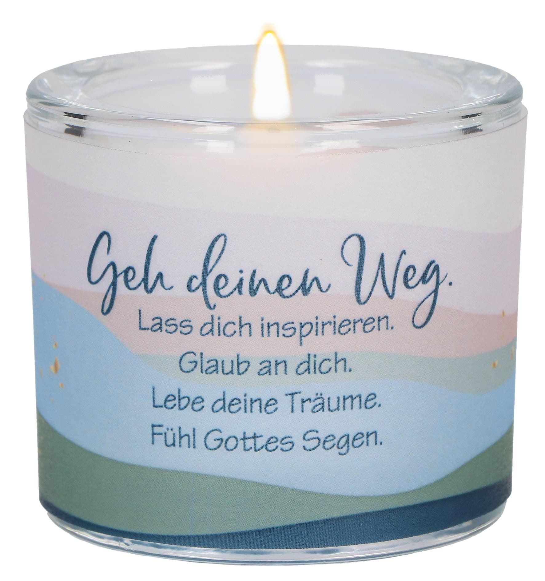 Butzon & Bercker Verlag Windlicht Geh deinen Weg Türkis Glas