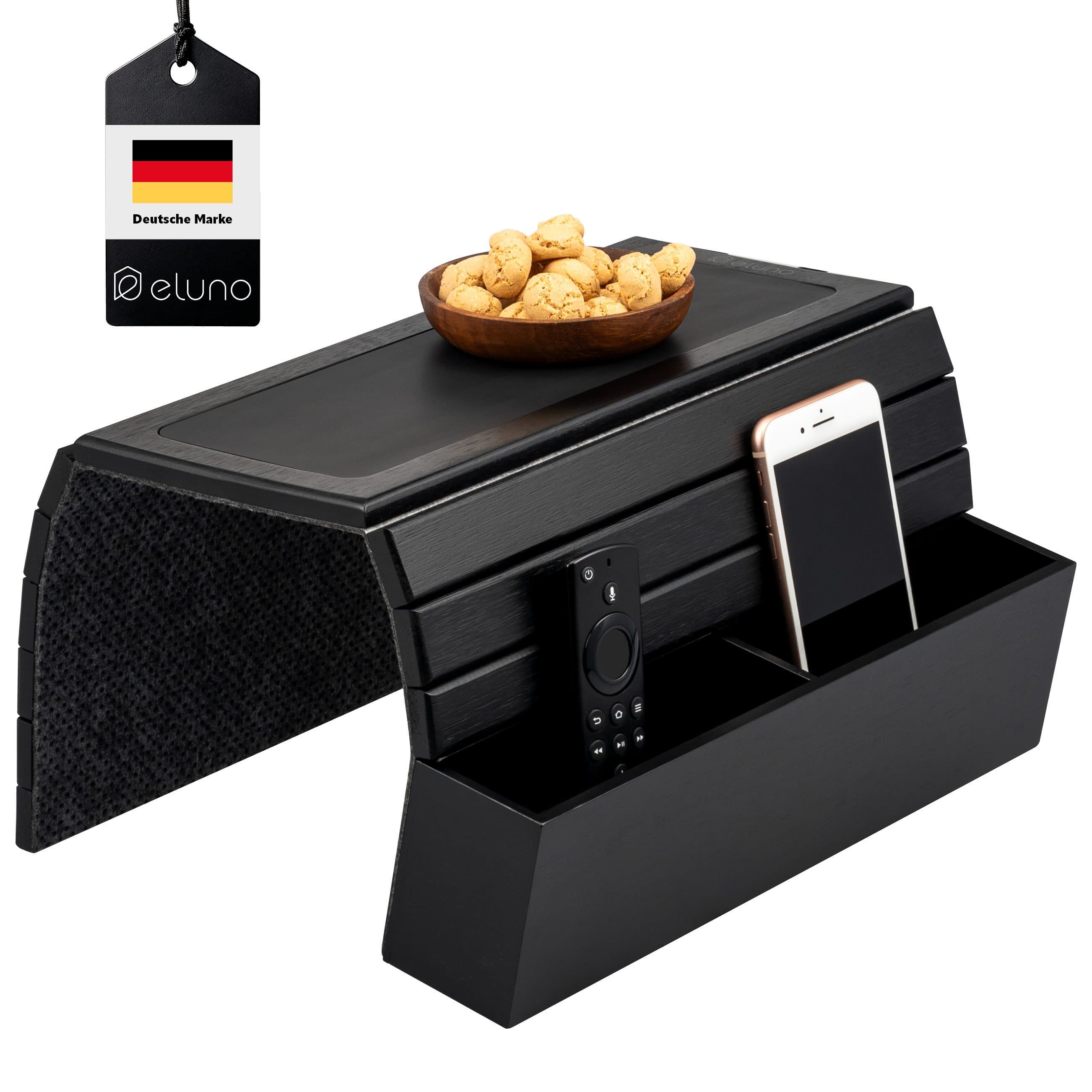 eluno Tabletttisch aus Bambus mit seitlichen Fächern Schwarz - Bild 2