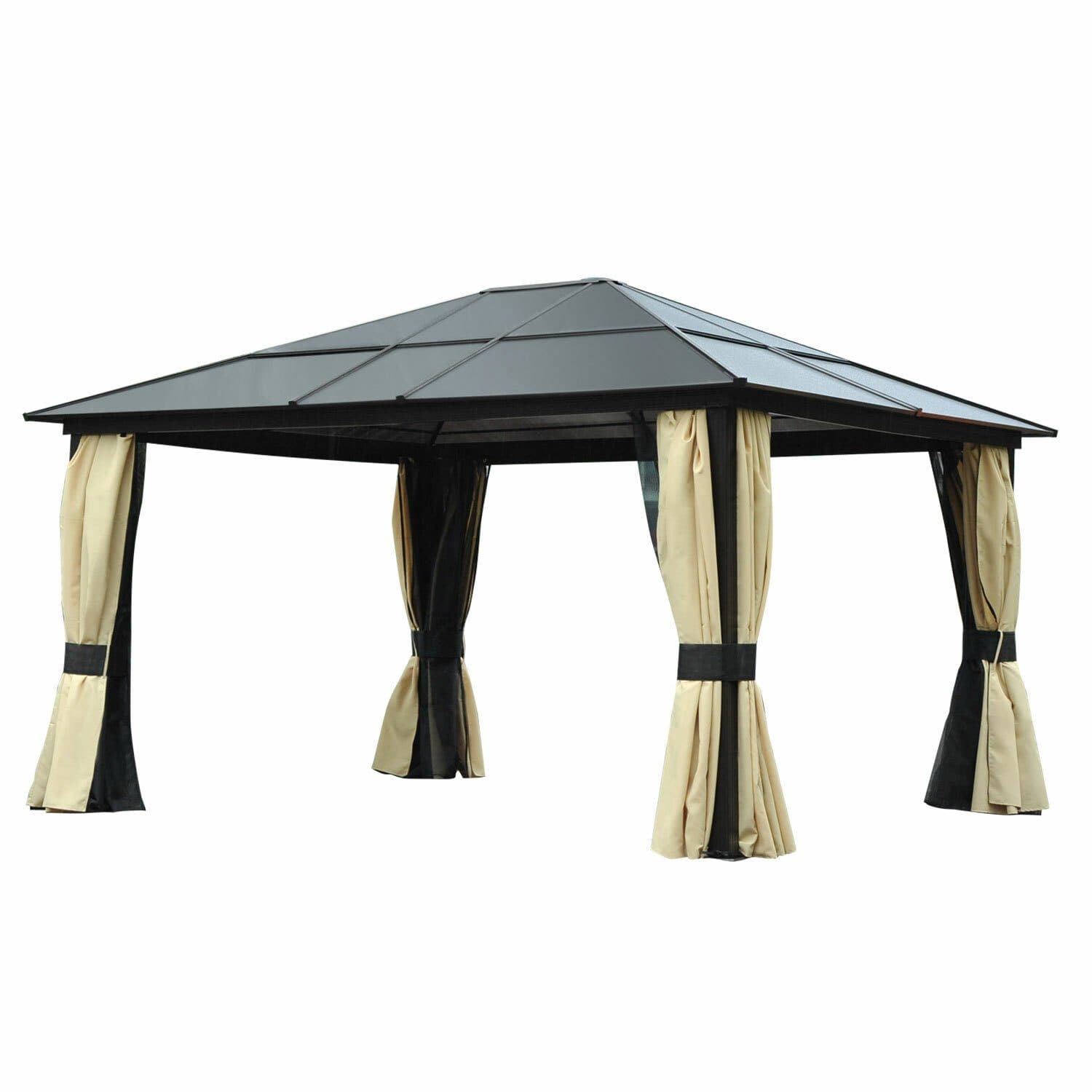 Outsunny Luxus Pavillon mit Polycarbonat-Dach Aluminium Gartenpavillon - Bild 2