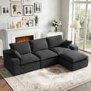 Vipbear Modulares Cord-Sofa grau mit Fußhocker Bild 2