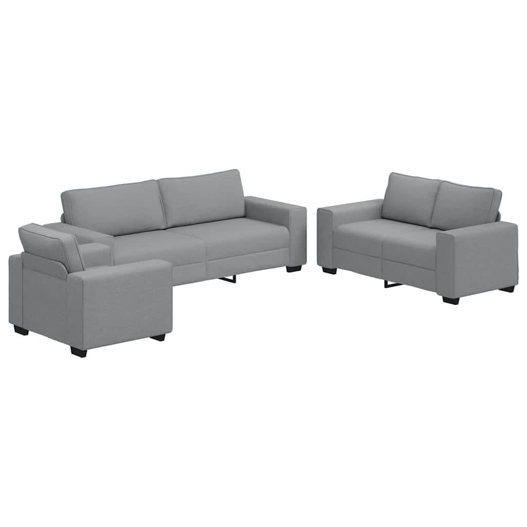 vidaXL Sofa 3-tlg. Sofagarnitur Hellgrau Stoff - Bild 2
