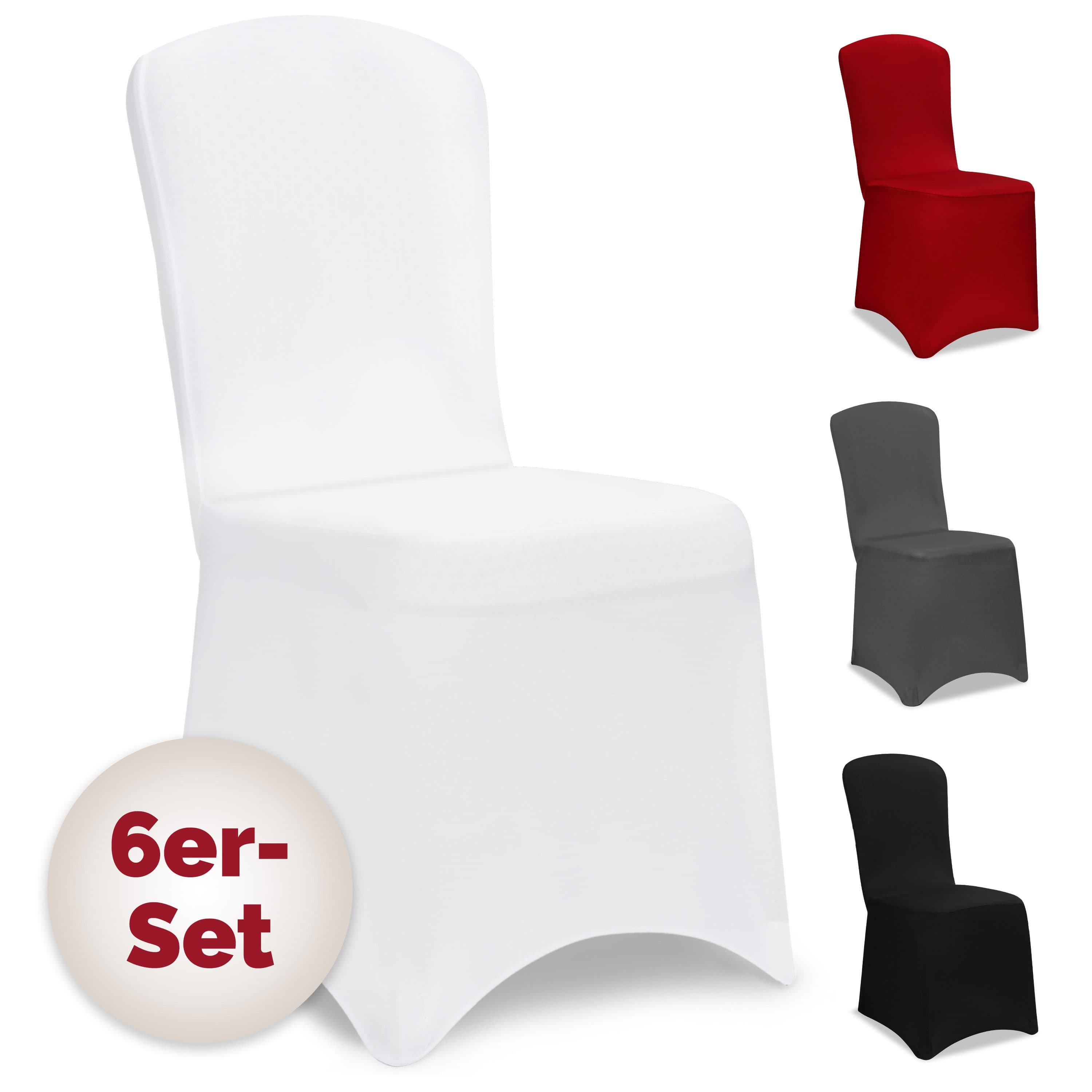 Detex Stuhlhussen 6er Set Weiß Stretch-Hussen Hochzeit Stuhlbezug - Bild 2